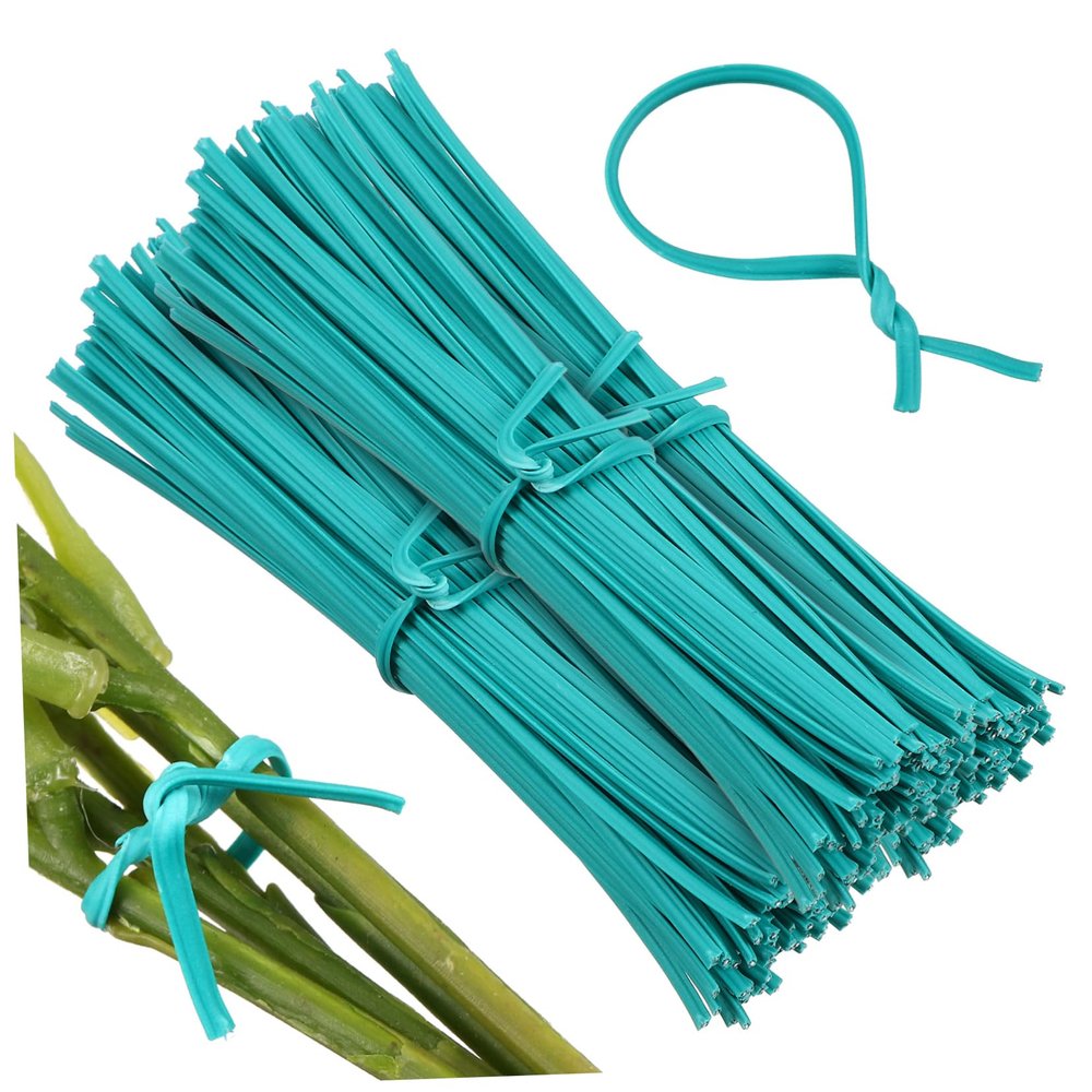 1000 Flexible Green Plant Twist Ties, Galvanized Iron Wire
