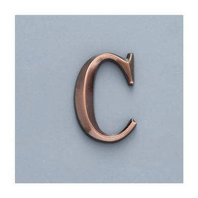 YINLUCK 1-Piece Self-Adhesive Door Letter Plate, Reddish Bronze, 5 cm, ABS Plastic, Rust-Resistant, Letter C