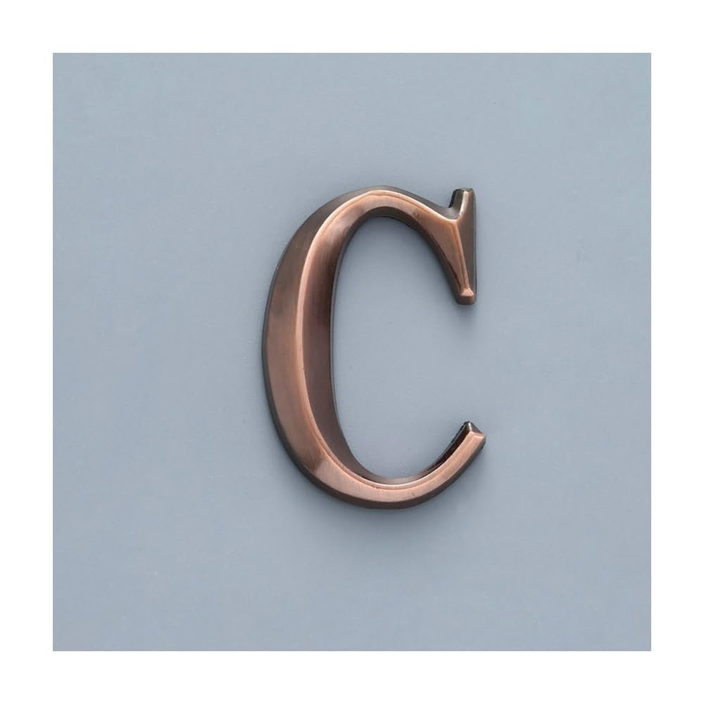 YINLUCK 1-Piece Self-Adhesive Door Letter Plate, Reddish Bronze, 5 cm, ABS Plastic, Rust-Resistant, Letter C