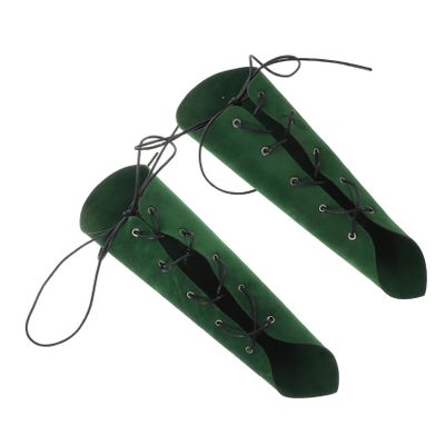 minkissy Suede Steampunk Arm Bracers, Medieval Retro Renaissance Cosplay Accessories, Green Arm Guards for Men and Women