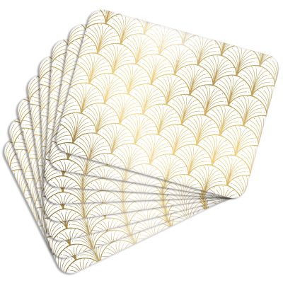 MG Design Set of 8 Cork Placemats, Leaf Deco Gold, 30 x 40 cm