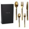 FORK YOU Matte Gold Flatware Set, 20-Piece for 4 view 1
