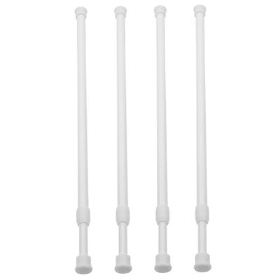 OUNONA 4-Pack Adjustable Tension Rods, White Plastic, No Drilling