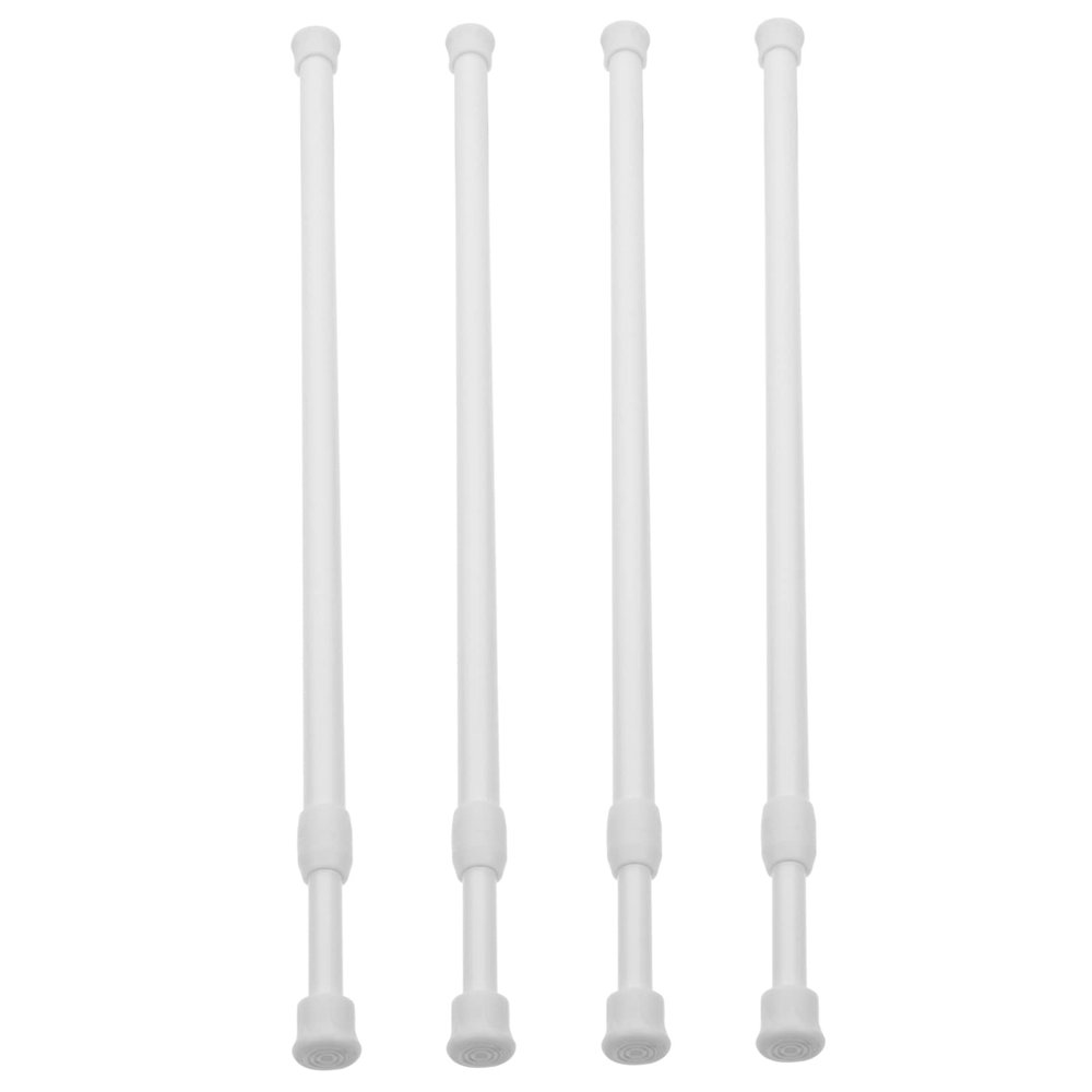 OUNONA 4-Pack Adjustable Tension Rods, White Plastic, No Drilling