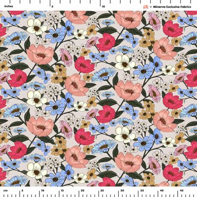 Minerva Exclusive Tabula Rosa Floral POD Print-on-Demand Apparel Fabric by the Meter