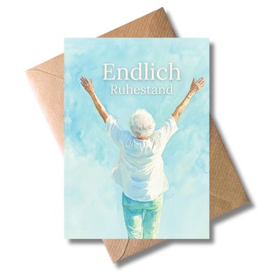 WBdesignz Retirement Card—Finally Retired, with Envelope, Watercolor Illustration (A6)