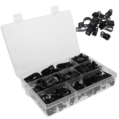 Mountable Black Cable Clips, 200 Pieces, Plastic and Nylon
