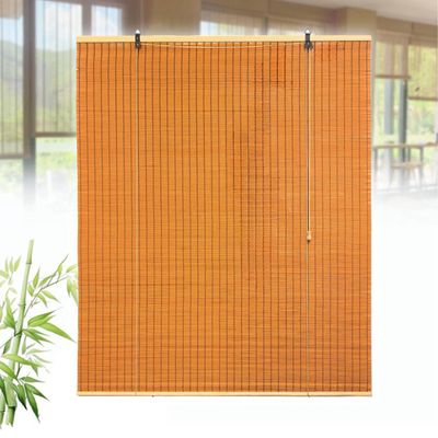 Sh000ad Bamboo Blind, Privacy and Sun Protection, Natural Wood Roller Blind, 95% Shading, Orange, 145 x 120 cm