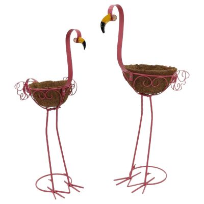 Aymzbd 2-Piece Flamingo Planter Stand Set