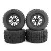 TOQPCZA RC Wheels and Tires for 1/10 RC Model Monster Trucks, 129 x 66 mm, 12 mm Adapter, 4-Piece Set view 1