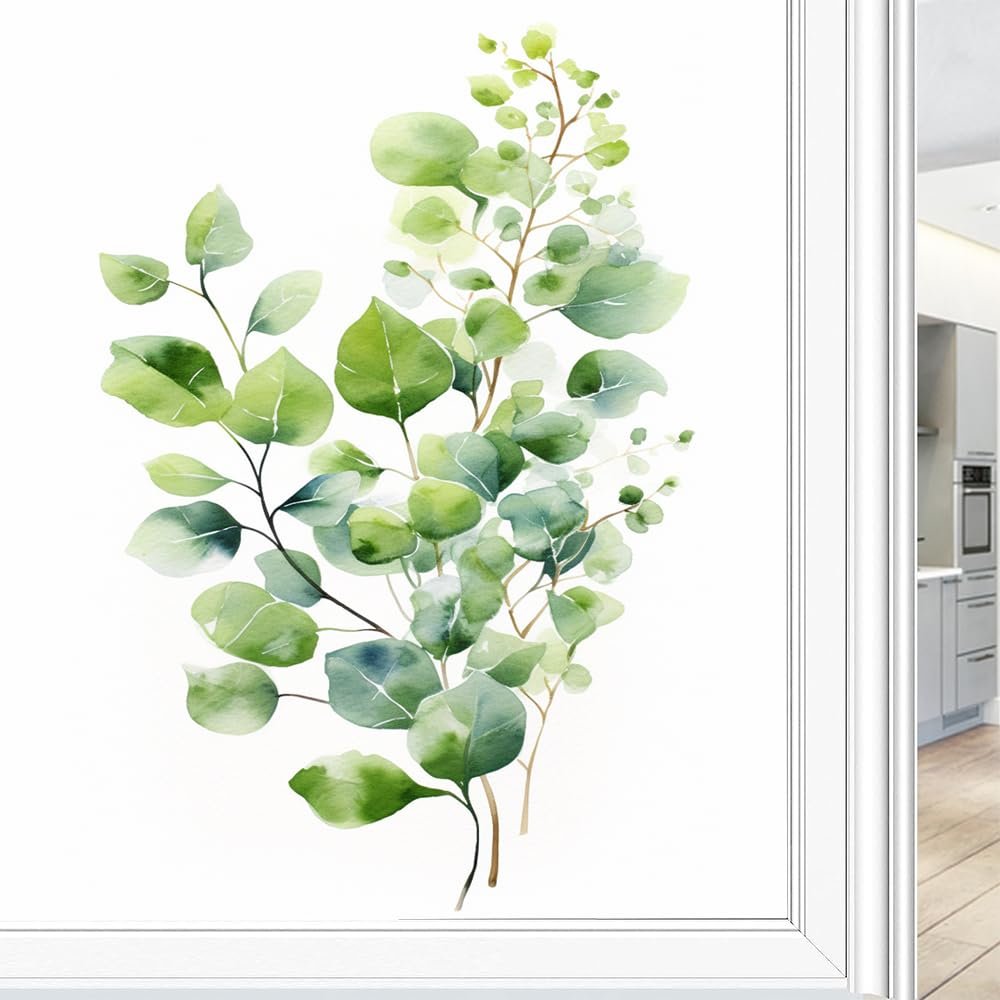 Aquarell Leaf Privacy Window Film, Static Cling, 45 x 60 cm