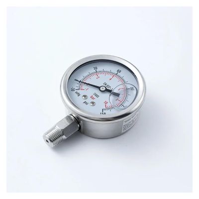 QMKADFQXF 1/4" NPT Base Glycerin-Filled Pressure Gauge, -1 to 10 Bar, Dual Scale