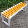 Wooden Outdoor Garden Bench Without Backrest with Metal Frame view 1