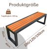 Wooden Outdoor Garden Bench Without Backrest with Metal Frame view 2