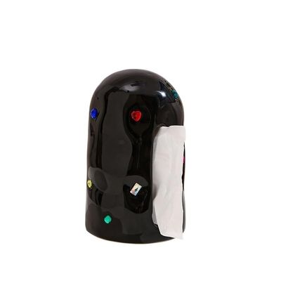 yixinzi-2024 Ceramic Tissue Box with Side Opening, Gemstone Design, Black
