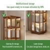 5/6-Tier Rotating Bamboo Bookcase, Floor-Standing Acrylic Shelving Tower, Brown, 40 x 40 x 175 cm view 2