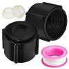 2 Black Drain Cap Covers with Gaskets and Tape view 1