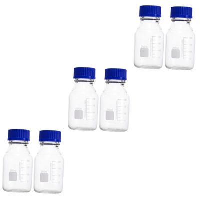 Ciieeo 6-Pack 250 mL Glass Reagent Bottles with Screw Caps