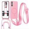 MBSLFY Magnetic Phone Lanyard Case for Samsung Galaxy A55, MagSafe-Compatible Case with Detachable Strap, Shockproof Protective Case, Pink view 1
