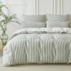 SOULFUL Cotton Bedding Set 135 x 200 cm, 4-Piece, Striped Jacquard, Sage Green view 1