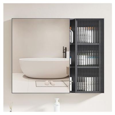 LED Bathroom Mirror Cabinet with Storage, Smart Wall-Mounted Design, 35.4 x 25.6 in