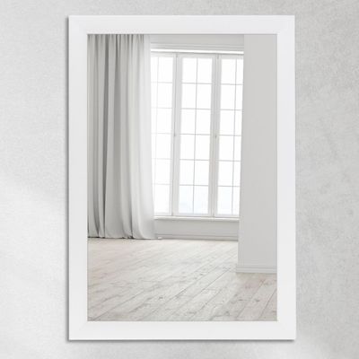 CLAMARO Neo Collage Wall Mirror 80 x 100 cm, Matte White, 38 mm Wood Frame