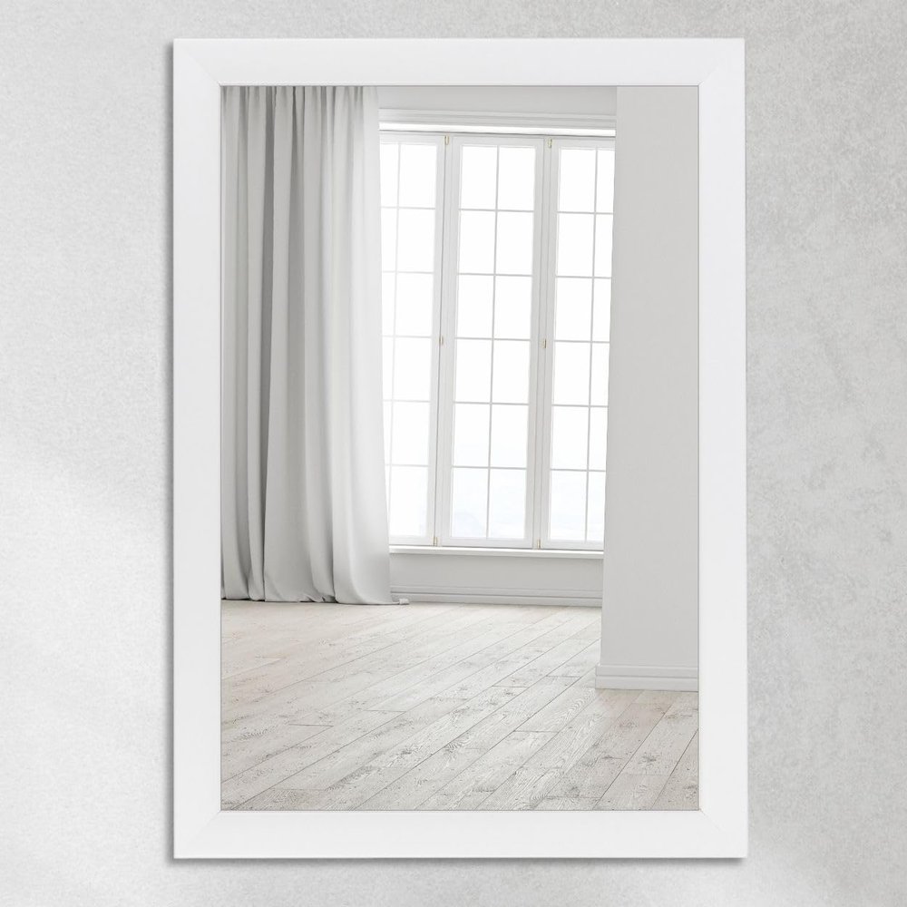CLAMARO Neo Collage Wall Mirror 80 x 100 cm, Matte White, 38 mm Wood Frame