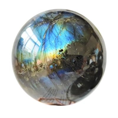 Natural Labradorite Crystal Ball, Blue Gemstone Desk Ornament, 5–5.5 cm