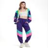 Coseaon Women's 80s/90s Retro Tracksuit Costume Set with Accessories, Dark Purple, S view 2