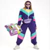 Coseaon Women's 80s/90s Retro Tracksuit Costume Set with Accessories, Dark Purple, S view 4