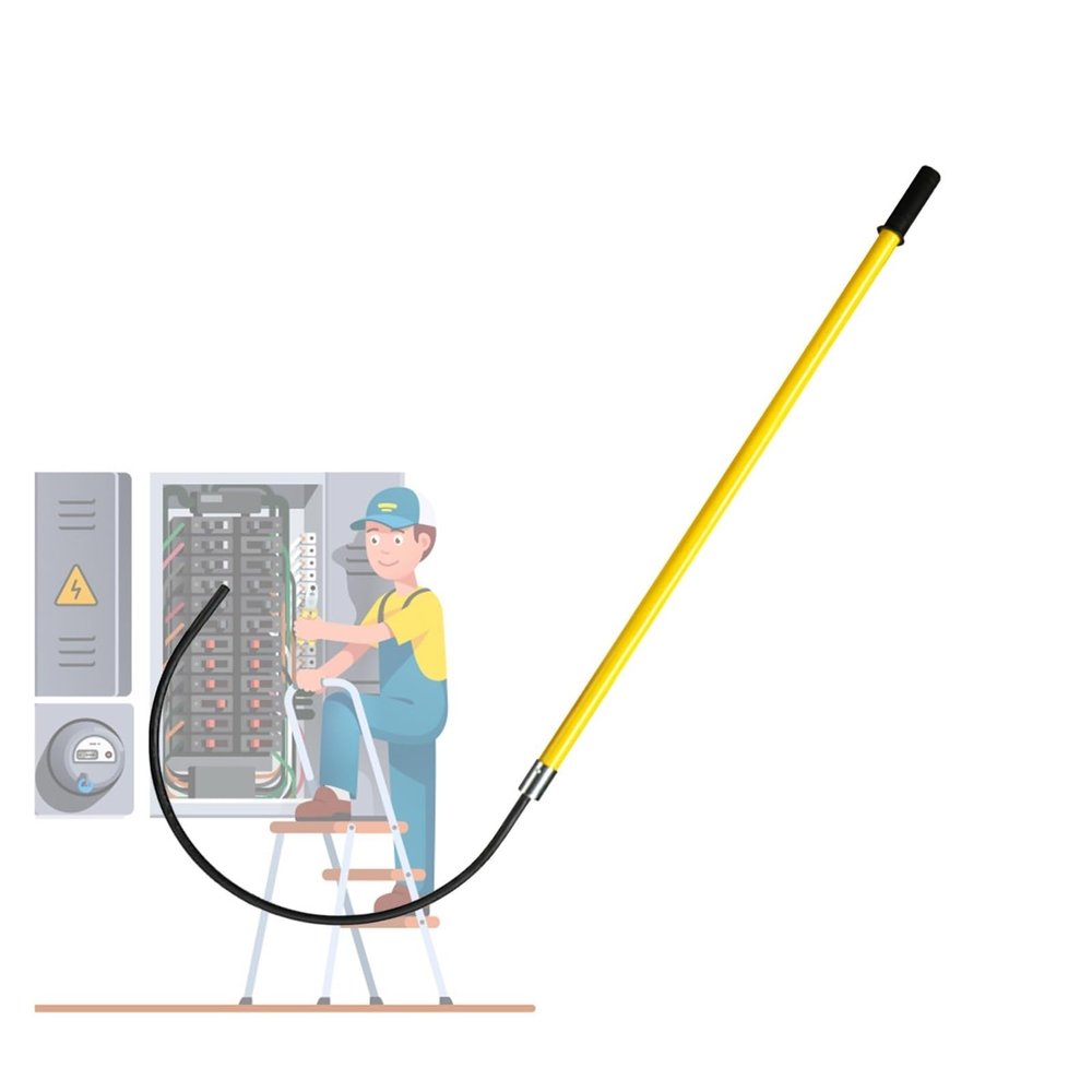 Commercial Insulated High-Voltage Rescue Hook, Portable 10 kV/35 kV/110 kV/220 kV Fiberglass Rescue Pole, Yellow, 1.8 m/5.9 ft
