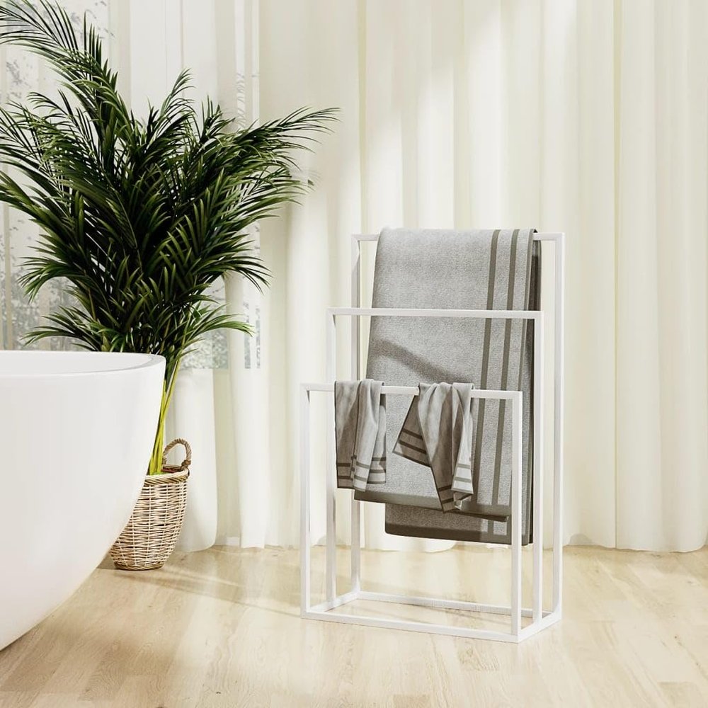 Freestanding Towel Rack, White, 48 x 24 x 79 cm