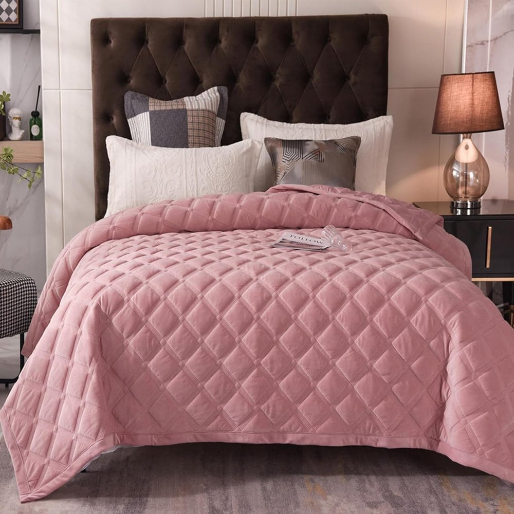 MiduoHu Quilted Bedspread Set for Two, Soft Crystal Velvet, 3-Piece