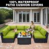 KYJSW Outdoor Patio Seat Cushion Cover for Rattan Chairs, Waterproof, Grass Green, 55 x 55 cm view 2