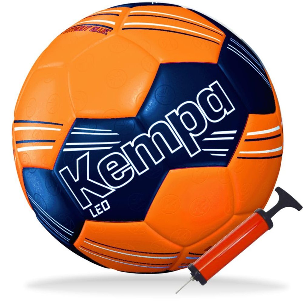 Kempa Size 2 Handball, Orange/Navy Gray + Ball Pump