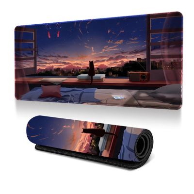Surwin Large Gaming Mouse Pad with Cat Design, Coffee, 600 x 300 mm