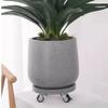 FUHAI-666 Round Plant Saucer with Drip Tray and Wheels, Resin Plant Pot Holder (Beige, Medium) view 4