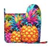 Pineapple Oven Mitts and Pot Holders, Extra-Long Non-Slip Silicone Gloves, 2-Piece Set view 1