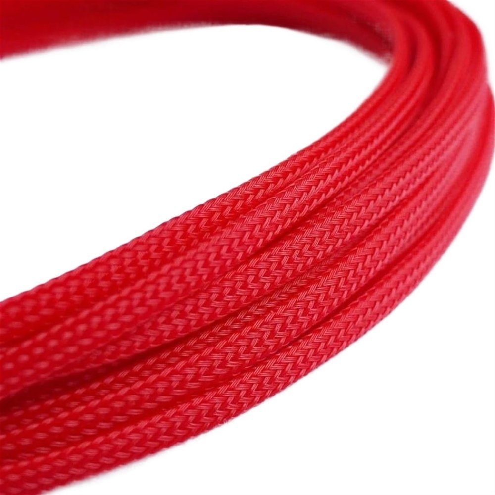 YGMNQAL High-Density Expandable Braided Cable Sleeve, Red, 8 mm, 1 m