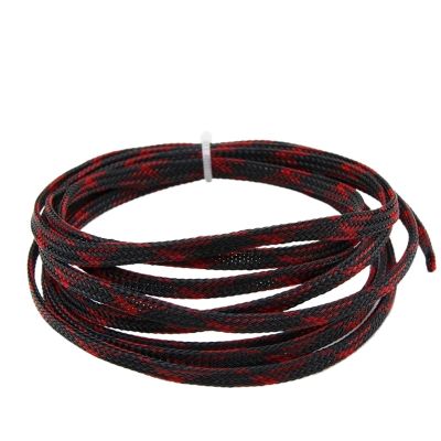 YGMNQAL 2 m Cable Sleeve, Insulated High-Density PET Braided Wire Wrap, Black/Red Cross, 6 mm