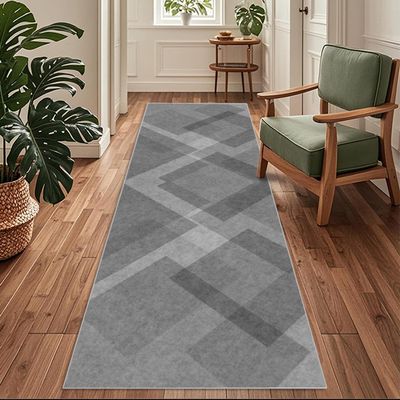 Siunwdiy Gray Runner Rug 24 x 79 in, Non-Slip Washable Minimalist Hallway and Kitchen Runner