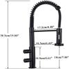 Matte Black Kitchen Sink Faucet with Pull-Down Sprayer, Two-Handle Mixer Tap view 2