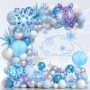 Snowflake Foil Balloons, 18-Piece Blue Balloon Set for Birthday Party Decorations view 3