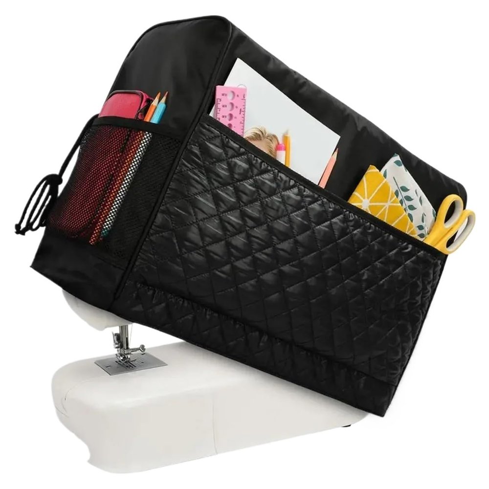 Sewing Machine Bag, Waterproof Fabric Protective Case with Pockets, Black