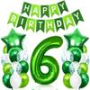 Green Birthday Decoration Set with Number 6 Foil Balloon view 1