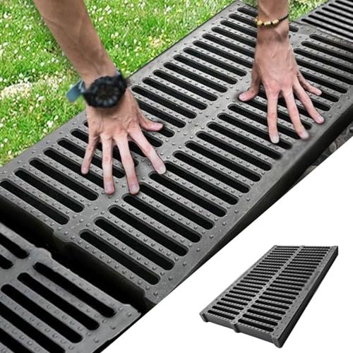 Square Polymer Plastic Drain Cover, Cut-to-Size Grate for Outdoor Drainage