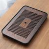 UZAMIRLEX Small Rectangular Tea Serving Tray, 3 Styles, Black (Brown02) view 2