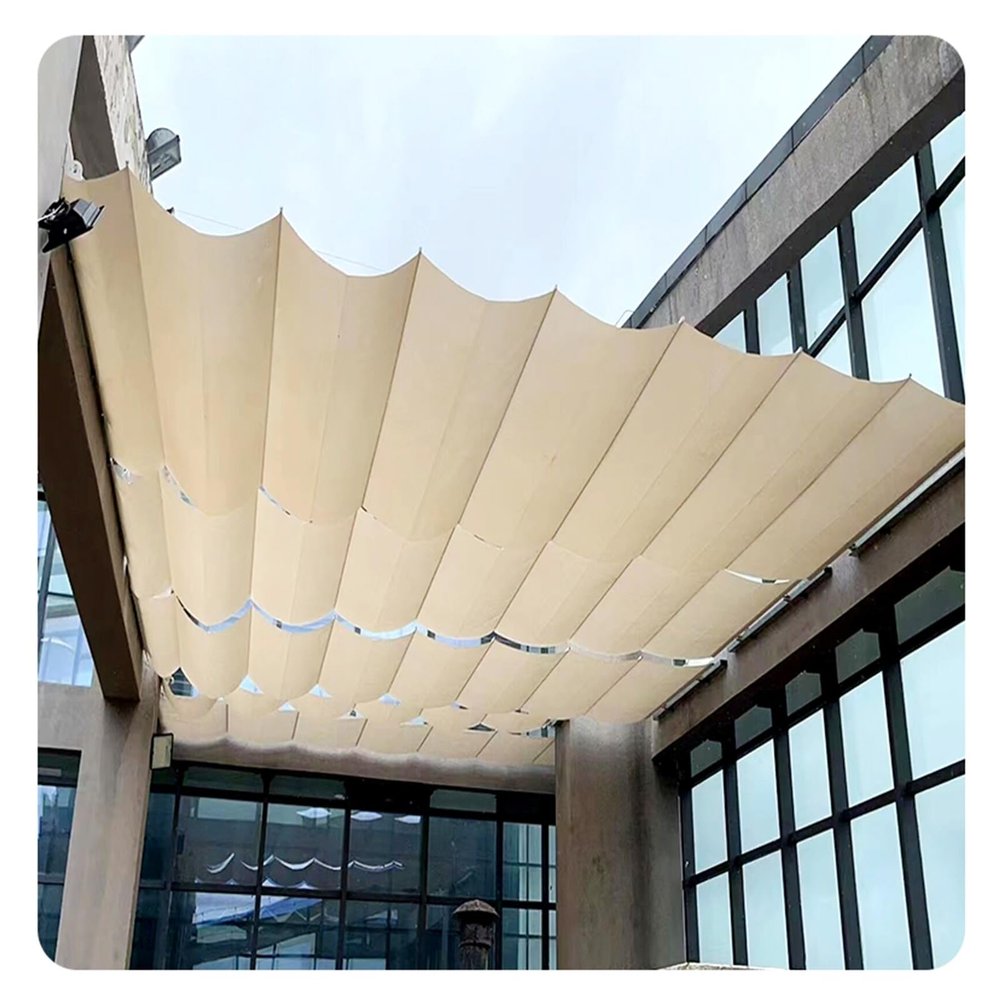 Retractable Wave Sun Shade, UV Protection, Outdoor HDPE Canopy, Roll-Up Awning for Garden, Patio, Deck, 1.6 x 11 m