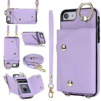 MBSLFY Protective Wallet Case for Samsung Galaxy A53 5G with Adjustable Neck Strap, Purple