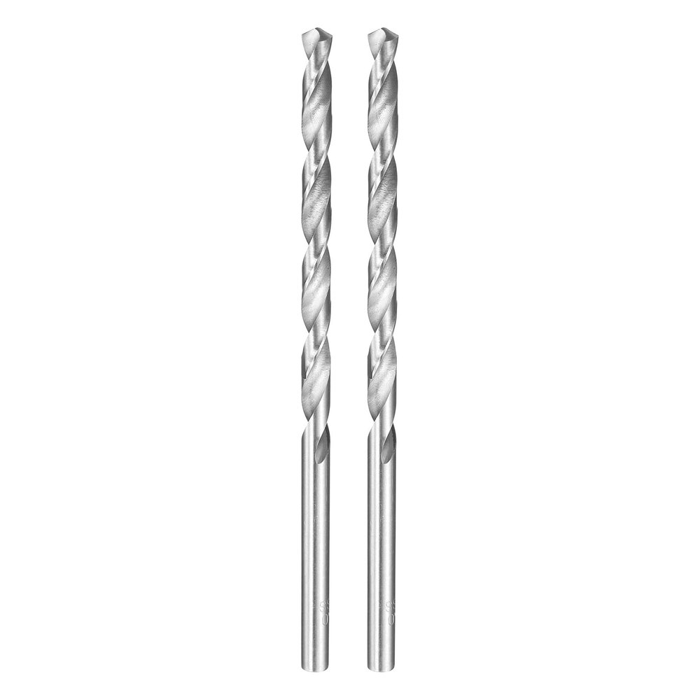 sourcing map 6 mm x 140 mm Extra-Long HSS Twist Drill Bits, Fully Ground, 2-Pack